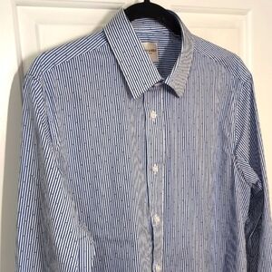 Scotch & Soda Men's Dress Shirt Long Sleeve Size 16.5 Blue Striped